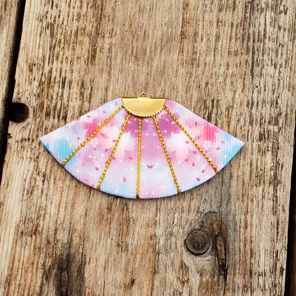 Eventail bleu et rose